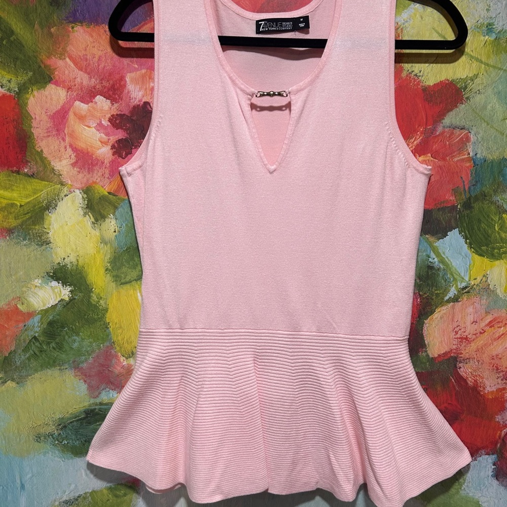 Chic Light Pink V-Neck Peplum Sweater